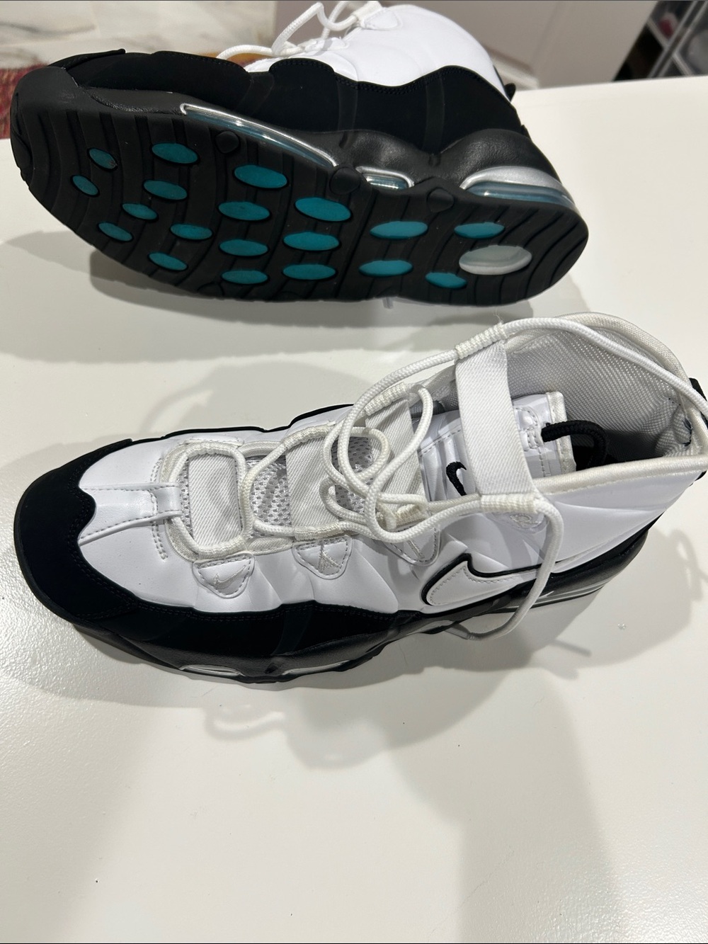 Nike Kids White and Black High-Top Basketball Sneakers